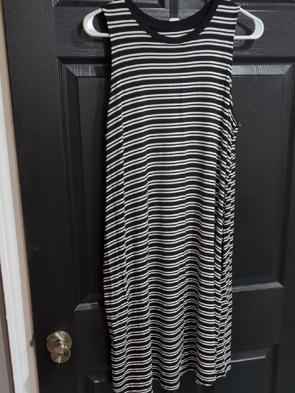 Time and Tru Black and White Striped Tank Dress
